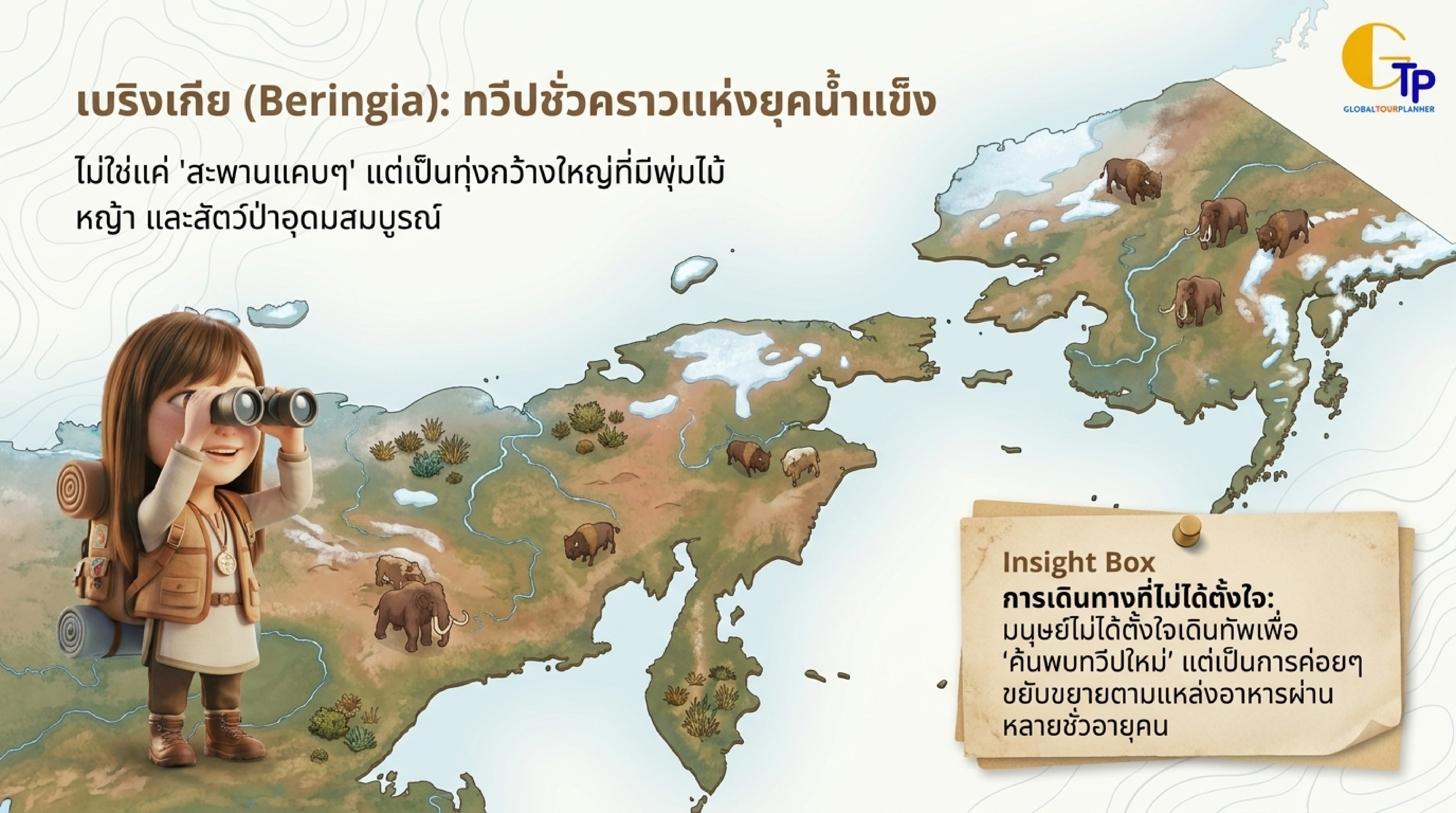 เบริงเกีย Beringia สะพานบกชั่วคราวแห่งยุคน้ำแข็ง ไซบีเรีย อะแลสกา