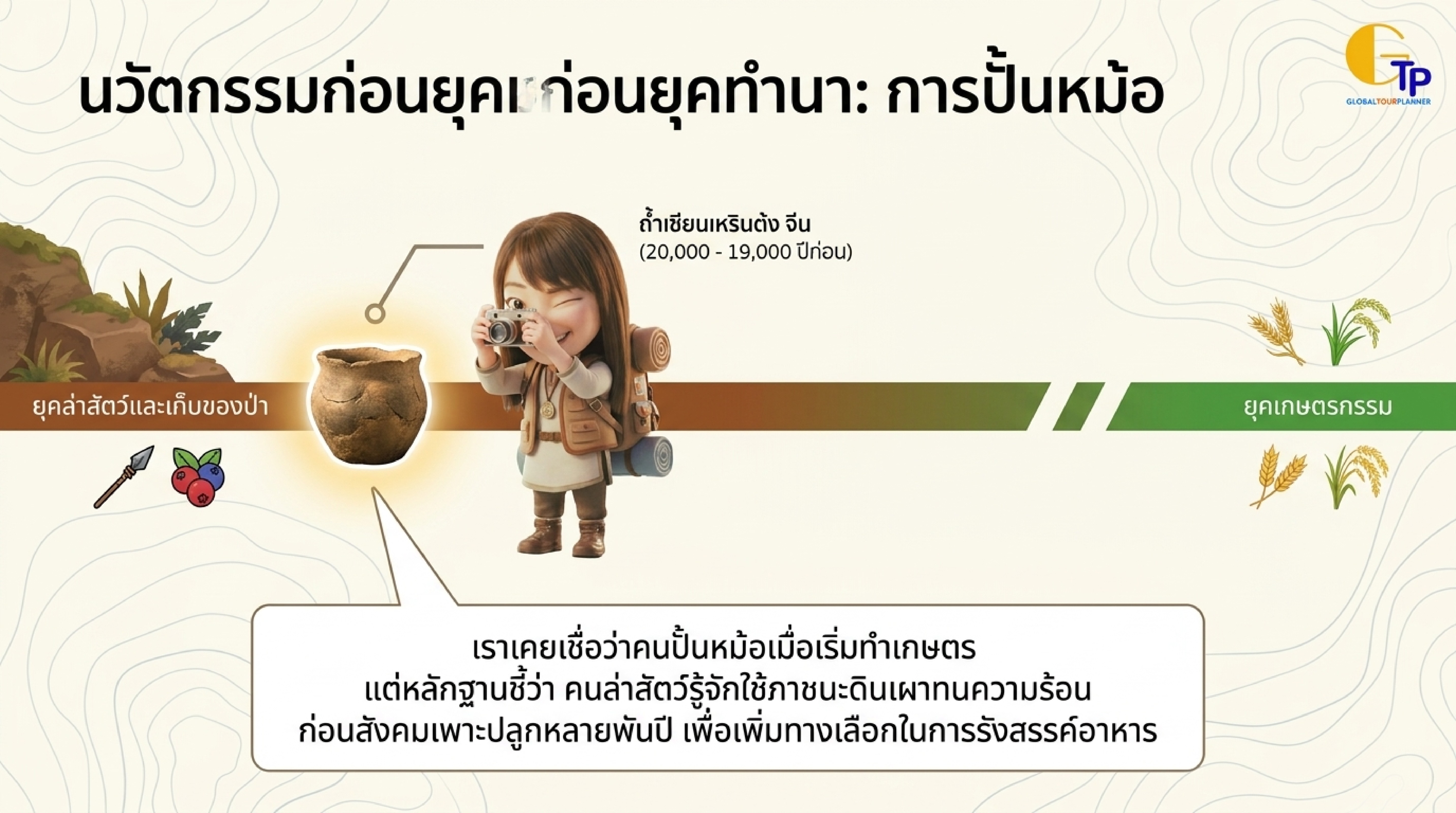 หม้อดินเผาใบแรกของโลก ถ้ำเซียนเหรินต้ง เจียงซี ประเทศจีน 20000 ปีก่อน
